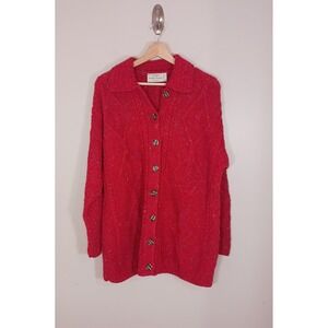 Quill's Woollen Market Women's Irish Cardigan Sweater Colorful Oversized Size M
